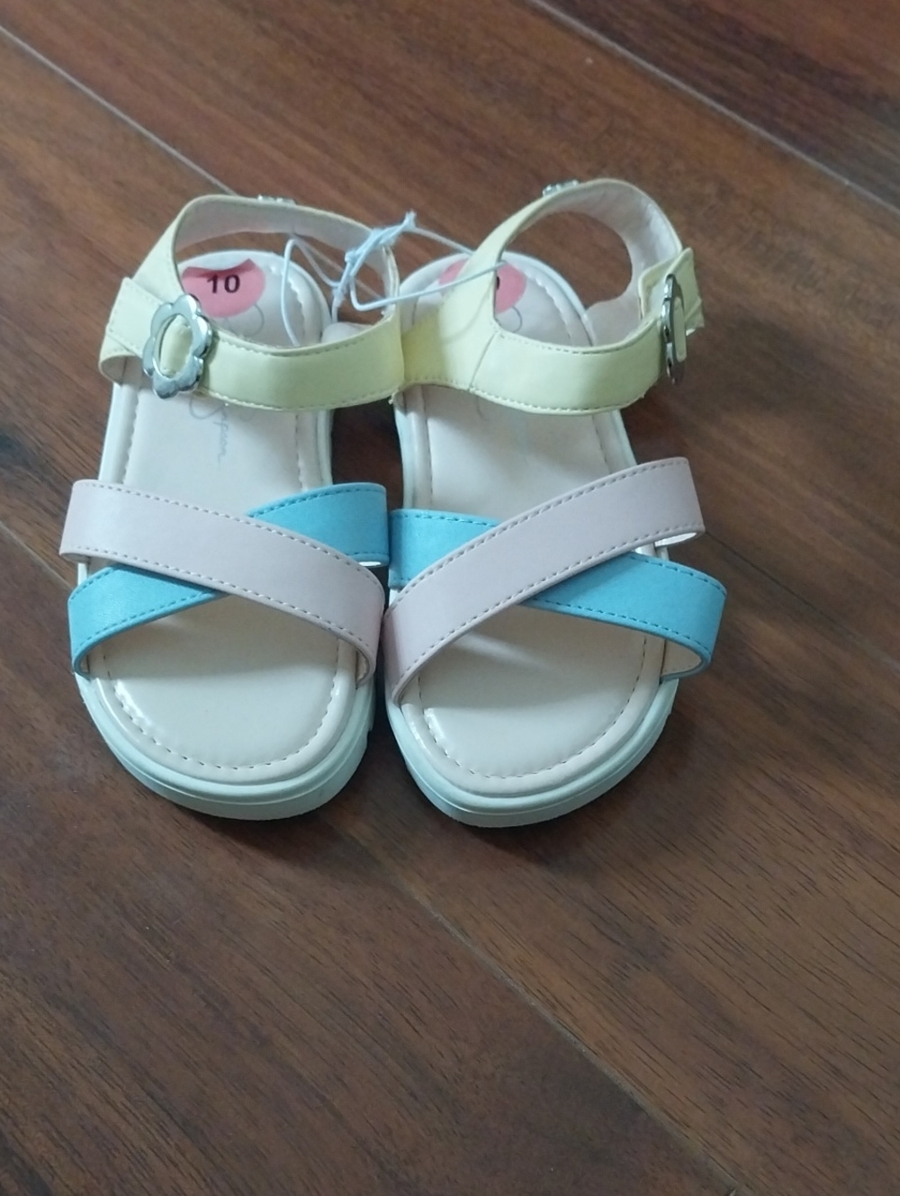 Jessica Simpson Pastel Blue, Pink & Yellow Girls Strappy Sandals